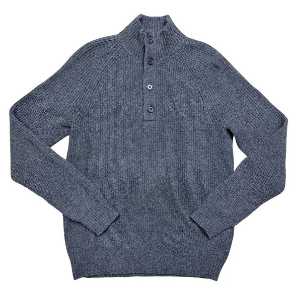 NWT Banana Republic Men's M Gray Extra Fine Merino Wool Ribbed Mock Neck Sweater